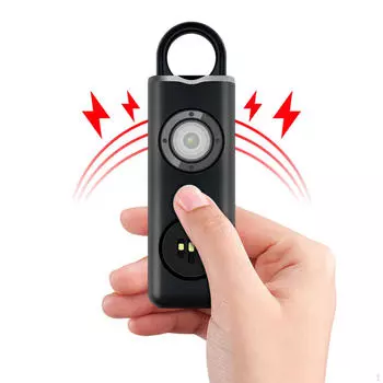 130 дБ персональный аварийный портативный USB перезаряжаемый брелок со светодиодным фонариком для чёрный