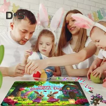 130 шт./компл. Пасхальный День святого Валентина Кролик Пазл Цветной Яйцо Кролик Пазл Игра Дети Взрослые Обучающая Бумажная Пазл Игрушка Украшение Дома F