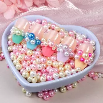 130 шт. разноцветных круглых искусственных жемчужин для нейл-арта - для аксессуаров для нейл-арта, поделок своими руками, изготовления ювелирных изделий, многофункциональные смоляные бусины