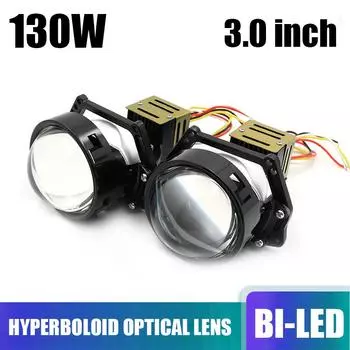 130 Вт 2X Bi-LED гиперболоидные линзы для проектора H1 лампа 9005 9006 H4 H7 светодиодные лампы для фар автомобиля-стайлинг модернизированная линза дальнего/ближнего света