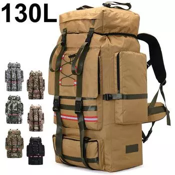 130л очень большой емкости открытый водонепроницаемый дорожный рюкзак для кемпинга альпинистская сумка походный багажный рюкзак чёрный
