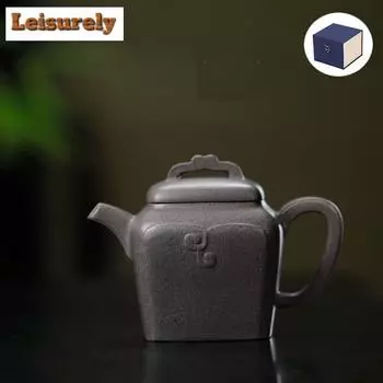 130ml Authentic Yixing Purple Clay Teapots Handmade Pot Raw Ore Steel Grey Section Mud Kettle With Strainer Zisha Tea Set Gift