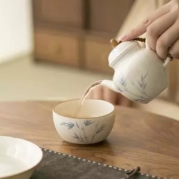 130ml Pure Hand-painted Bamboo PersimmonMaster Cup Household Tea Cup Handmade Tea Bowl Smelling Cup Teaset Supplies Ornaments 200ml