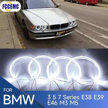 131 мм 146 мм светодиодные ангельские глазки для BMW 3 5 7 серии E46 E39 E36 E38 автомобильные фары Halo автомобильные аксессуары тюнинг своими руками дневное освещение