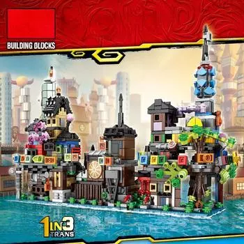 1321 шт. City Base Street View City Gardens 3 в 1 Smart Boy Building Block Игрушка в подарок
