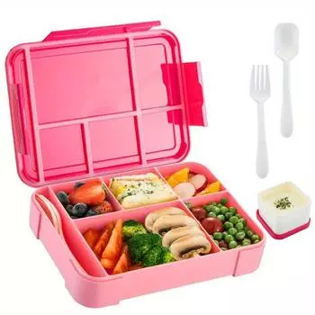 1330 мл Bento Box Контейнеры для обеда для взрослых с 6 отделениями для взрослых/детей/малышей с посудой Коробка для обеда с соусом