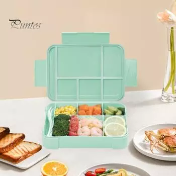1330 мл детский ланч-бокс Bento с 6 отделениями для столовых приборов, герметичный ланч-бокс, коробки для закусок для школы, детского сада, контейнер для приготовления еды для взрослых светло-зеленый