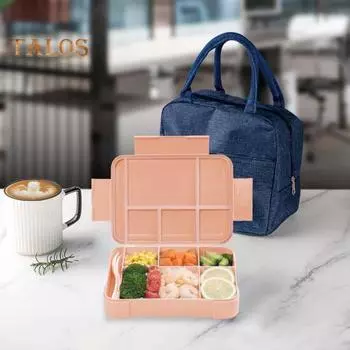 1330 мл детский ланч-бокс Bento с 6 отделениями для столовых приборов, герметичный ланч-бокс, коробки для закусок для школы, детского сада, контейнер для приготовления еды для взрослых небесно-голубой