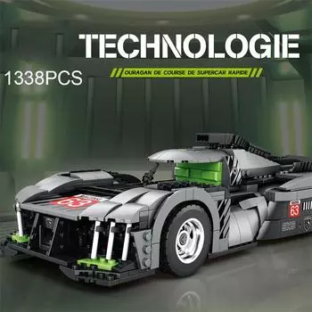 1338 шт. 9X8 строительные блоки для спортивных автомобилей, суперкар, городской гоночный автомобиль, сборные кирпичи, украшение для рабочего стола, игрушки, подарки для детей чёрный/зелёный