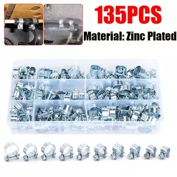 135 шт., 9 размеров, оцинкованная мини-линия впрыска топлива, стильный набор хомутов для шланга, идеально подходит для автомобильного сельского хозяйства и строительства 135Pcs