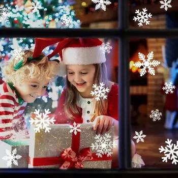 135 штук рождественских наклеек на окна, снежинки для украшения окон, статичные наклейки на окна, подходящие для рождественского украшения