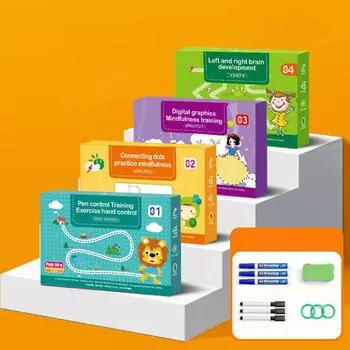 136 страниц, детская игрушка для рисования Монтессори, ручка для обучения, цветная форма, набор математических игр, обучающая обучающая игрушка для малышей