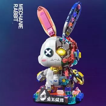 1377 шт. Серия Creative Панк Механический Кролик Детские Игрушки-Конструкторы без коробки