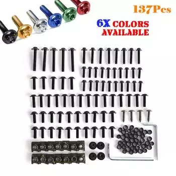 137 шт. комплект болтов для обтекателя мотоцикла, крепежные зажимы, гайки, алюминий для спортбайков Kawasaki, Suzuki, Honda, Yamaha, BMW чёрный