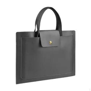 13/14-дюймовая сумка для ноутбука, деловой портфель, большая застежка-кнопка, компьютер, искусственная кожа, работа чёрный