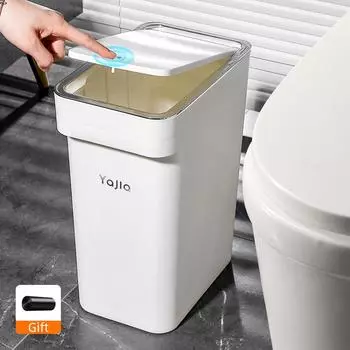 13/17 л легкая роскошная серебряная прессованная мусорная корзина с крышкой для ванной комнаты, гостиной, узкая мусорная корзина, водонепроницаемая мусорная корзина
