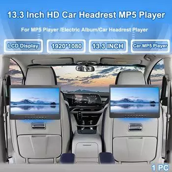 13,3-дюймовый автомобильный подголовник, MP5, беспроводной плеер, домашний HD IPS ЖК-дисплей, автомобильный радиомонитор заднего вида 13.3Inch чёрный