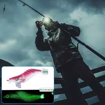 13,5 см/19,8 г светящаяся приманка для рыбалки на креветки с острым крючком в виде кальмара светится в темноте реалистичные красочные искусственные креветки жесткая наживка рыболовные аксессуары C