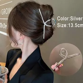 13,5 см Увеличенный металлический зажим Модный большой полый зажим Заколка для волос Трендовый зажим для волос Головной убор Для девочки Аксессуары для волос Подарки