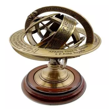 13,97 см астролябия зодиака армиллярная латунная сфера глобус дисплей декор пиратского корабля на деревянной основе морской морской коллекционный предмет