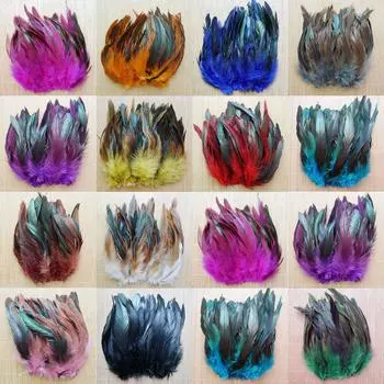 13 цветов, 50 шт., натуральные розничные перья куриного фазана, 12,5-18 см, красивый петушиный шлейф для поделок, украшения, аксессуары оранжевый