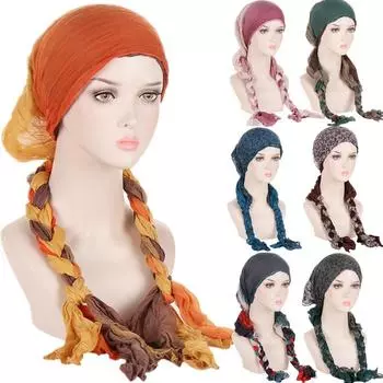 13 цветов, новая повязка на голову с косой ручной работы, шарф, женская мода, тюрбан, хиджаб