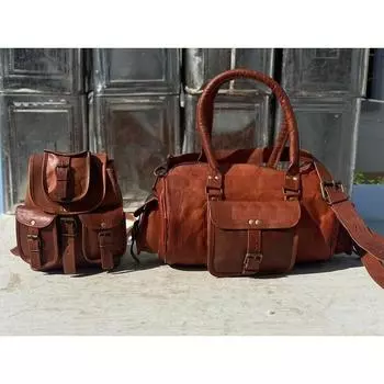 13-дюймовая кожаная сумка для путешествий, винтажный женский спортивный чемодан, дорожный рюкзак для выходных, бесплатный рюкзак коричневый