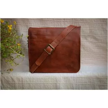 13-дюймовая кожаная сумка-мессенджер, чехол для ноутбука, офисный портфель, подарок для мужчин, потертая сумка через плечо для компьютера 10 X 13 X 4 inches