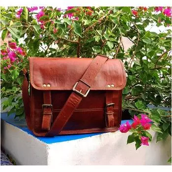 13-дюймовая кожаная сумка-мессенджер, чехол для ноутбука, офисный портфель, подарок для мужчин, потертая сумка через плечо для компьютера 10 X 13 X 4 inches