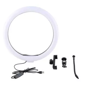 13-дюймовая селфи-лампа с держателем для телефона, светодиодная лампа с USB-разъемом для потоковой передачи макияжа и селфи