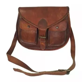 13-дюймовая винтажная женская кожаная сумка через плечо Satchel Messenger (Редкая сумка) 10 x 13 x 4 in коричневый