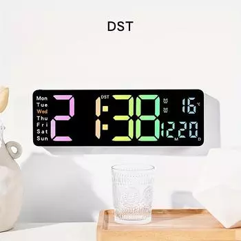 13-дюймовые большие цифровые настенные часы с дистанционным управлением, температурой, датой, обратным отсчетом времени, питанием от USB, настольными часами с 2 будильниками и светодиодными часами 31.7x10.7x2.8cm