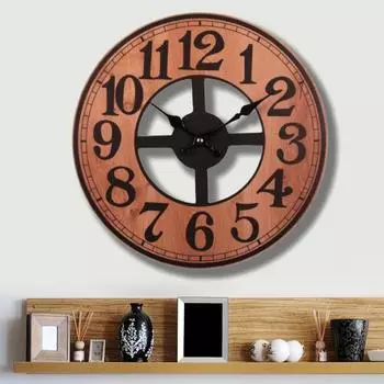 13-дюймовые европейские ретро-креативные настенные часы в полом стиле для гостиной, спальни, безрамные часы, креативные деревянные бесшумные часы