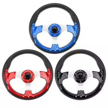 13-дюймовый автомобильный руль PU стильный вид ударопрочный улучшенный захват комфорт простая установка гоночный Red