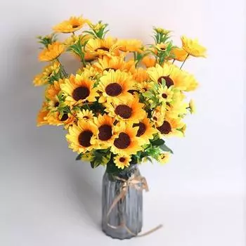 13 головок искусственных подсолнухов со стеблями для дома и улицы поддельные шелковые подсолнухи искусственные сухоцветы