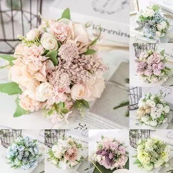 13 головок шелковая роза искусственные цветы искусственный букет свадебный декор для дома и вечеринки белый