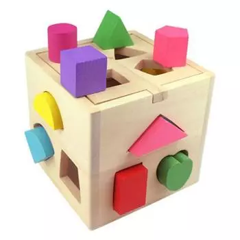 13 Holes Intelligence Box Wooden Shape Sorter Baby Cognitive and Matching Building Blocks Kids Child