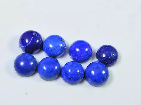 13 карат натуральный голубой лазурит круглый кабошон драгоценный камень россыпью 8 шт. лот 6X6 мм RQ-1863