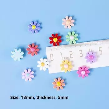 13 мм, 10 шт., простой свежий маленький цветок, яркое лицо, свободные бусины без отверстий, сделай сам, нашивка-гвоздик для ушей, закругленный угол, пять лепестков цветов, аксессуары ручной работы 13mm 10pcs