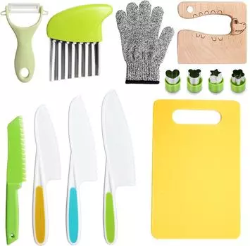 13 шт. детский безопасный кухонный набор, детский нож для настоящей кулинарии, детские игрушки Монтессори, кухонный набор для приготовления пищи для детей 13 Pcs