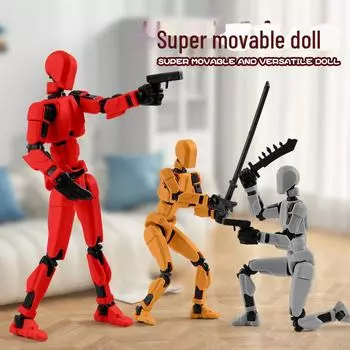 13 Счастливая кукла: Многошарнирная подвижная 3D-печатная игрушка для декомпрессии 4 Weapons + 3 Hands оранжевый
