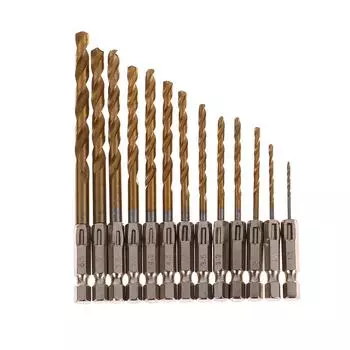 13 шт. 1,5–6,5 мм набор сверл из быстрорежущей стали с титановым покрытием шестигранный хвостовик открывалка для дерева пластика алюминия