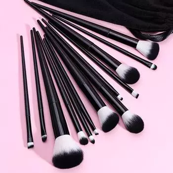 13 шт. Кисти для макияжа с сумкой для хранения Профессиональные кисти для макияжа лица и глаз Идеальный подарок на день рождения для женщин чёрный