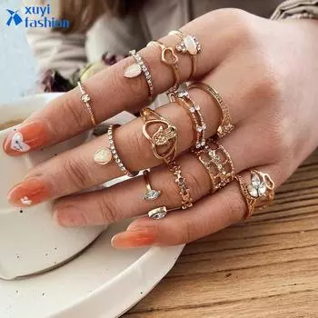 13 шт./компл. богемный модный регулируемый комплект колец в стиле ретро, роскошное кольцо, женские ювелирные аксессуары