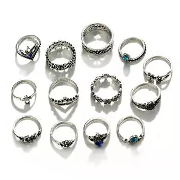 13 шт./компл. простой модный ретро-резьба в западном стиле для женщин комплект колец на палец