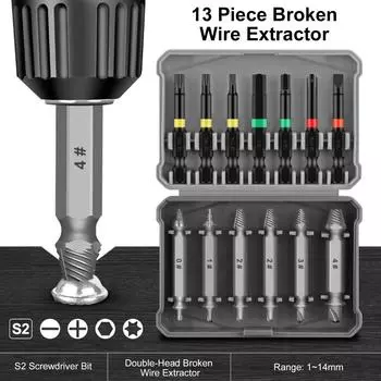 13 шт. мини-инструмент для удаления поврежденных болтов, стальной сломанный, быстродействующий, сверло для извлечения поврежденных винтов 13 Pcs
