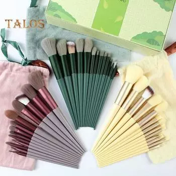 13 шт./набор кистей для макияжа портативная профессиональная основа рассыпчатая пудра румяна тени для век консилер губ бровей растушевка косметические кисти инструменты розовый