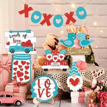 13 шт./набор ко Дню святого Валентина многоярусный поднос украшение неразлучник гном грузовик банка письмо деревянный