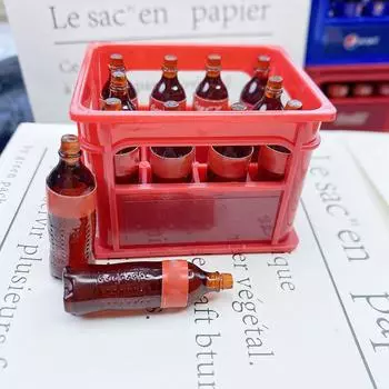 13 шт./набор кукольных домиков, декор для сцен жизни, миниатюрные напитки, бутылка для газировки с ящиком для хранения, модель зелёный