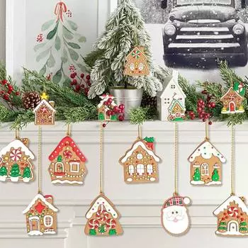 13 шт. Подвеска в виде пряничного домика, легко подвешиваемая, набор украшений для рождественской елки, подвесные украшения в виде пряничного домика для праздничного домашнего декора 1 Set